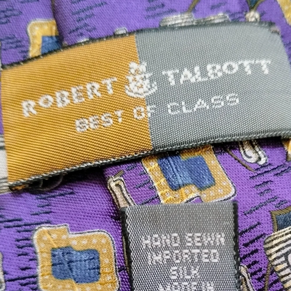 Robert Talbott Best of Class Necktie Tie Silk Geometric Square Handmade Purple T